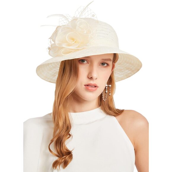 Оrіdооr Accessories - 6784 Women's Organza Cloche Bowler Hat Church Kentucky Derby Fascinator
